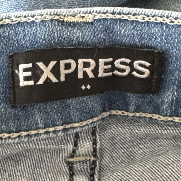 Express SZ 4 Cropped Legging Jeans High-Rise Stretch Zip-Fly Pockets Frayed Hems - Picture 9 of 11